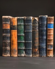 Stacked Antique Book Covers in Ornate Watercolor Style Texture