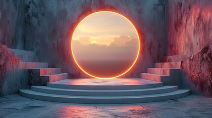 Podium scene for award ceremonies with editable podium shapes and background blur. , Minimalism,