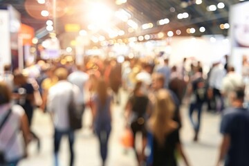 Crowded Trade Fair Event - Business Networking, Exhibition Booths, and Professional Gathering