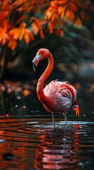 Fototapeta premium The splashing echoes softly, blending with the serene sounds of the surrounding environment.