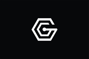 initial letter CG GC for hexagon combined logo, letter GC CG tech company Minimal awesome trendy professional logo design template on black background