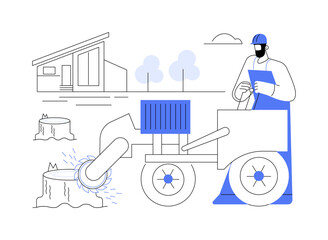 Stump removal abstract concept vector illustration.