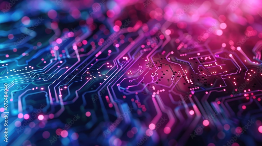 Aufkleber the image is of a computer chip with a glowing purple and blue light. the chip is made of silicon an