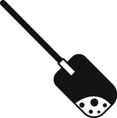 Black and white silhouette of a shovel taking a soil sample