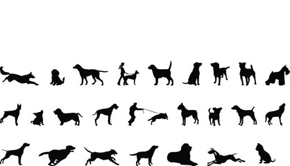 Set of black dog and dog on white background vector style. They can be used in leaflets, banners, advertisements. The symbol of the dog in any given year