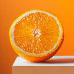 Half Orange on Orange Background