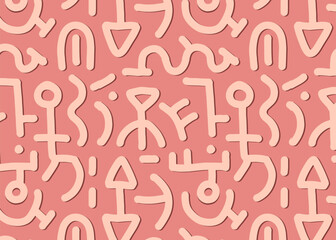 African red  print seamless pattern, abstract shapes and lines, decoration for textile, cover, linen, clothing, fabric, backgrounds, vector