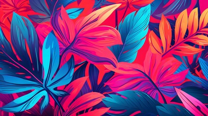 purple and blue tropical leaf background