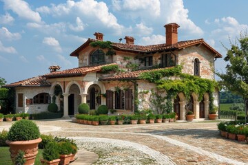Italian Stone Villa with Lush Greenery