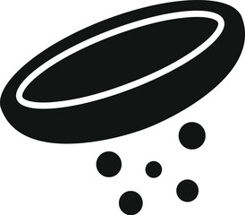 Simple icon of a black effervescent tablet dissolving in water, releasing bubbles