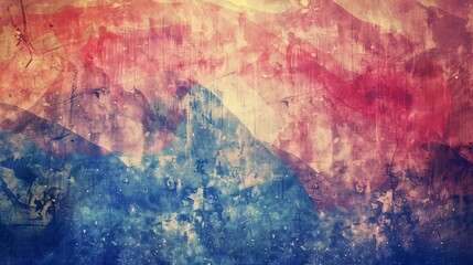 Abstract Watercolor Background with Red and Blue Hues