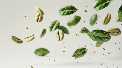 Energizing Green Coffee Extract for Beauty and Health on White Background