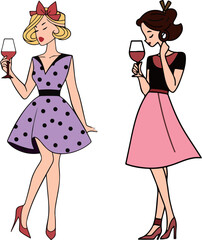 Elegant Women Enjoying Wine