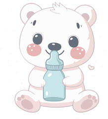 Adorable Baby Bear with Bottle