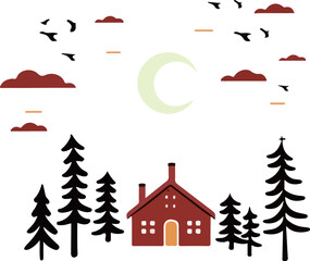 Obraz premium Cozy Cabin in the Woods