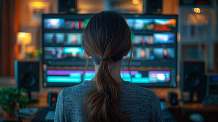 動画編集をする女性