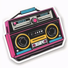 Retro Boombox Sticker with Colorful Design