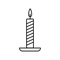 Burning candle line icon.  Decorative candle sign flat illustration for web and app on white background..eps