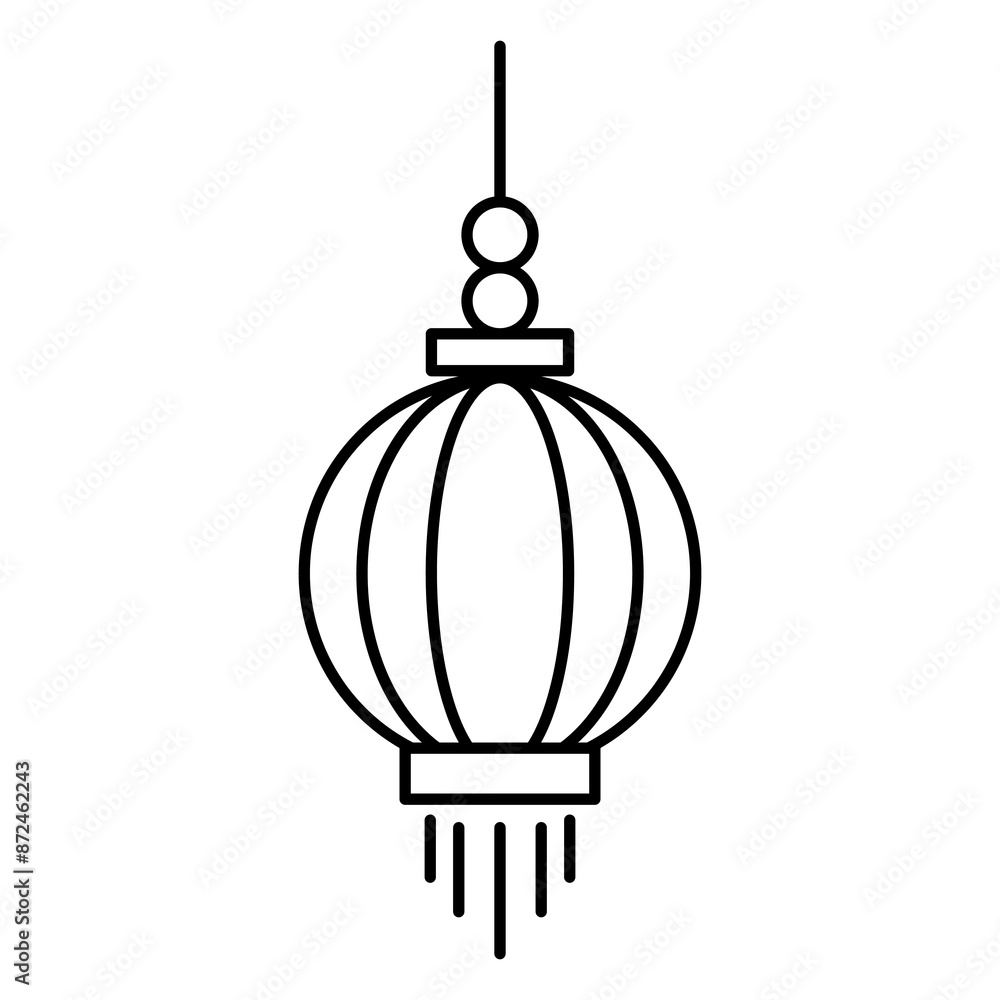 Poster chinese lantern line icon. asian new year lantern vector linear illustration for web and app on whit