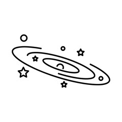 Galaxy with stars line icon, simple flat black trendy style illustration on white background..eps