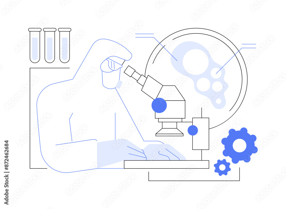 Poster conduct experiment with nano particles abstract concept vector illustration.