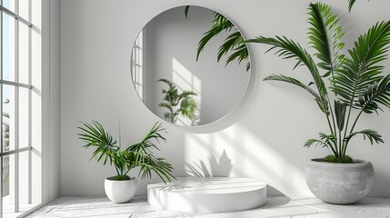 Present your latest offerings with a podium mockup designed for promotional materials. , Minimalism,
