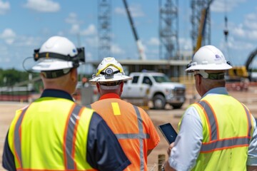 Construction Workers in Safety Gear at a Construction Site