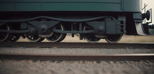 Naklejka premium closeup of the bottom of a train on the railway