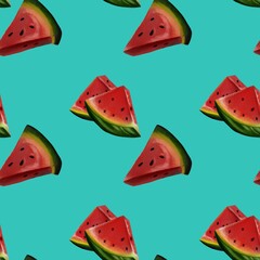 Cute illustration seamless pattern of watermelons