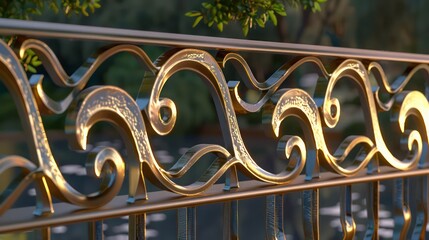 decorative metal fence with panels that mimic the flow of a river, each panel uniquely curved to create a fluid visual effect