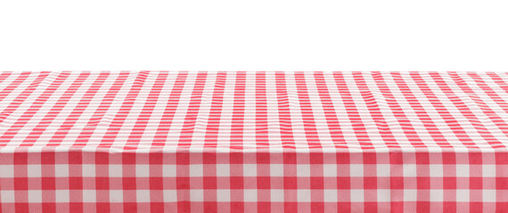Picnic tablecloth on table against white background