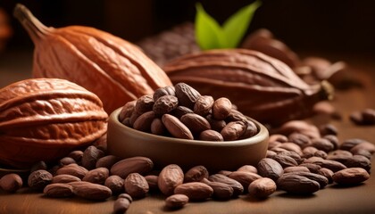 Fototapeta premium カカオの実とカカオ豆１