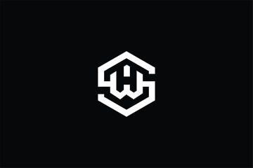 letter WS SW hexagon home icon construction real estate abstract building logo, house renovation, home improvement, modern house logo