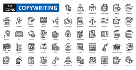 copywriting icon line collection set copywriter