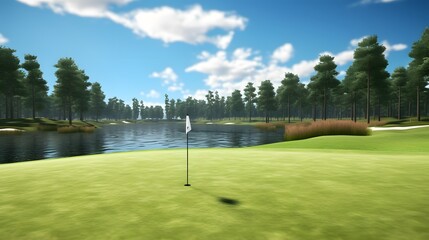 Obraz premium Golf Ball near hole