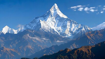 Majestic mountain peak snow covered panoramic landscape generated. 