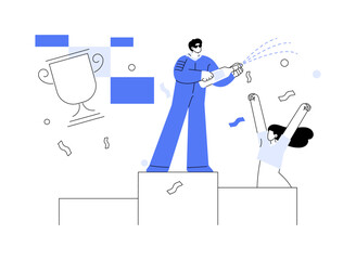 Celebrating a race victory abstract concept vector illustration.