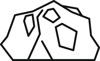 Line drawing of a large rock breaking ground with minerals showing through