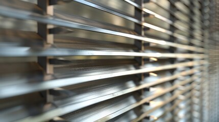 modular metal fence featuring layers of thin metal sheets, each layer slightly offset to create a feathered look