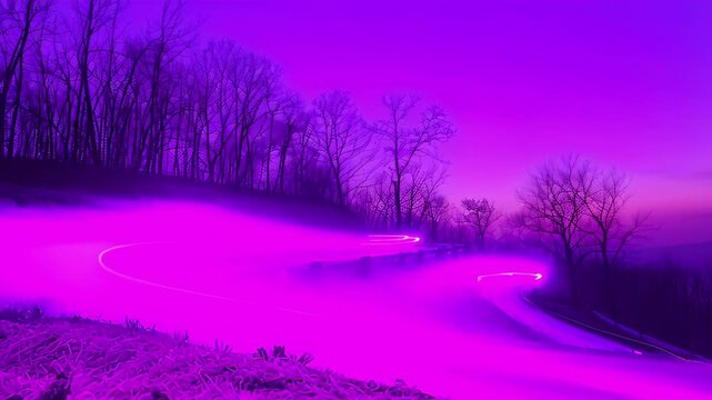 A steady row of glowing purple lights leads to the top of a steep hill offering a sense of progress and accomplishment.
