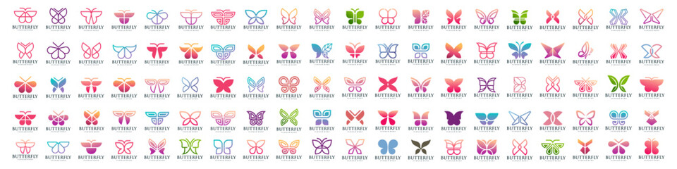 set of creative abstract butterfly logo design. Vector illustration