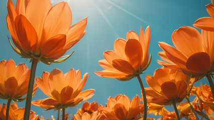 Fototapeta premium Numerous orange blooms under sunlight