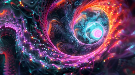 Abstract Swirling Nebula with Glowing Lights