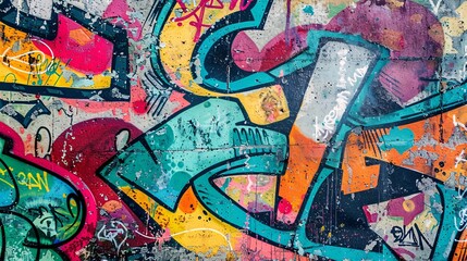 Abstract Graffiti Art on a Concrete Wall