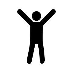 Silhouette man raised hands. Business success concept. Winner award. Vector illustration. EPS 10