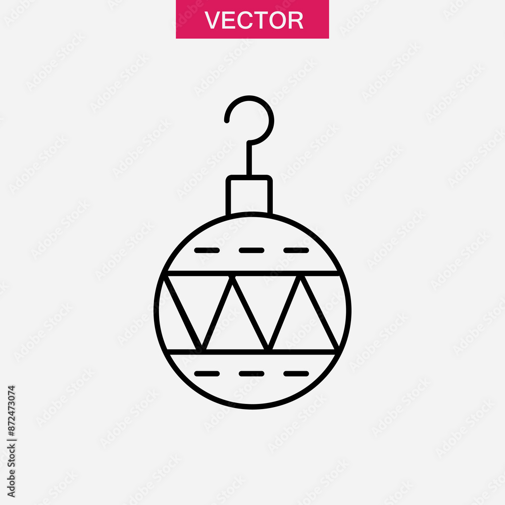 Poster christmas ball outline icon. bauble simple linear illustration for web and app on white background..