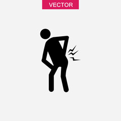 Lumbar pain vector flat black trendy style illustration for web and app on white background..eps