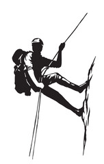 Editable vector illustration of climber silhouette.