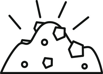Black and white line drawing of a pile of ore showing valuable minerals being mined from the earth