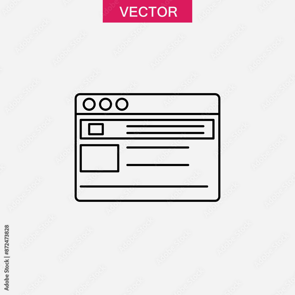 Poster web design line icon, simple flat black trendy style illustration for web and app on white backgroun